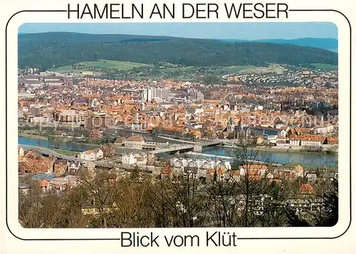 AK / Ansichtskarte Hameln_Weser Blick vom Kluet Teilansicht m. Weser Hameln Weser
