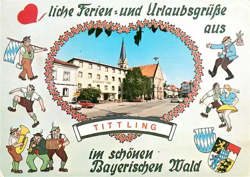 AK / Ansichtskarte Tittling Gasthof Post mit Kirche Tittling