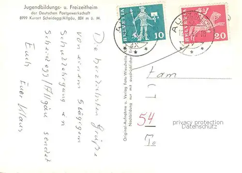 AK / Ansichtskarte Scheidegg_Allgaeu Jugendbildungs und Freizeitheim der Dt Postgewerkschaft Scheidegg Allgaeu