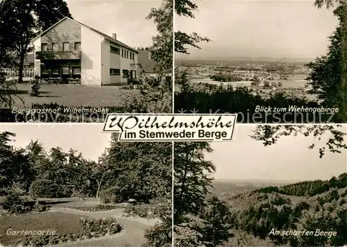 AK / Ansichtskarte Haldem Berggasthof Wilhelmshoehe Panorama Gartenpartie Am scharfen Berge Haldem