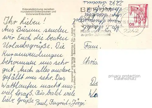 AK / Ansichtskarte Vollerwiek Eiderabdaemmung zwischen Hundeknoell und Vollerwiek Fliegeraufnahme Vollerwiek