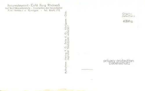 AK / Ansichtskarte Bad_Niederbreisig Bergrestaurant Cafe Burg Rheineck Bad_Niederbreisig