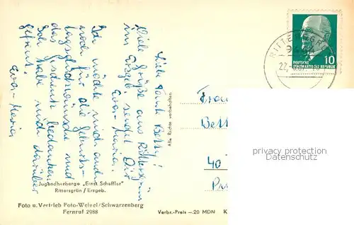 AK / Ansichtskarte Rittersgruen Jugendherberge Ernst Scheffler Rittersgruen