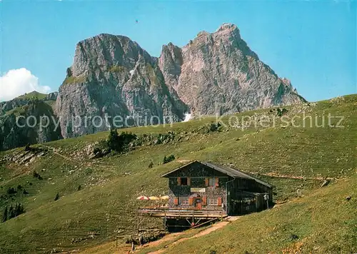 AK / Ansichtskarte Hochalphuette_1546m_Aggenstein_Pfronten Aussenansicht m. Aggenstein 