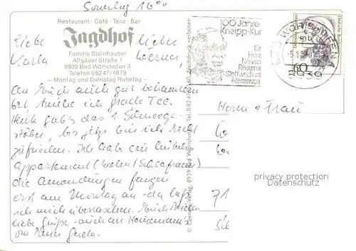 AK / Ansichtskarte Bad_Woerishofen Restaurant Jagdhof Innen  u. Aussenansichten Bad_Woerishofen