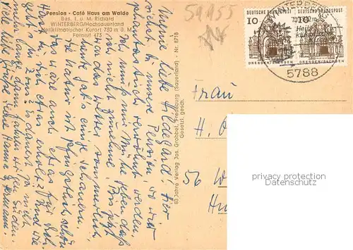 AK / Ansichtskarte Winterberg_Hochsauerland Pension Cafe Haus am Walde Aussenansicht Winterberg_Hochsauerland