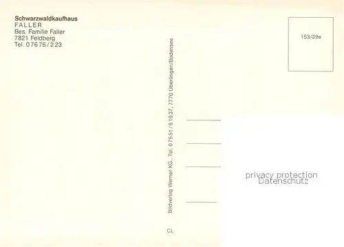 AK / Ansichtskarte Feldberg_1450m_Schwarzwald Schwarzwaldkaufhaus Faller Feldberg 
