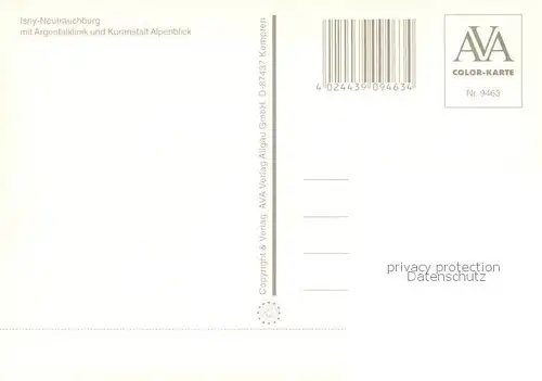 AK / Ansichtskarte Isny_Allgaeu Fliegeraufnahme Argentalklink Winter Schnee Alpen Panorama Kuranstalt Alpenblick Isny Allgaeu