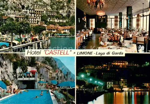 AK / Ansichtskarte Limone_sul_Garda Hotel Castell Pool u. bei Nacht Limone_sul_Garda