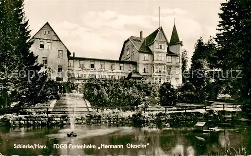 AK / Ansichtskarte Schierke_Harz FDGB Ferienheim Hermann Gieseler Teich Schierke Harz