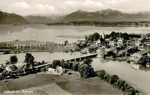 AK / Ansichtskarte Seebruck_Chiemsee mit Alpenpanorama Seebruck Chiemsee