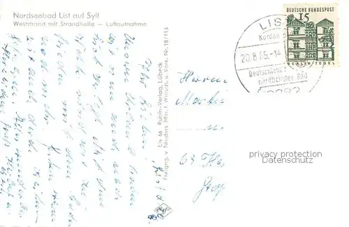 AK / Ansichtskarte List_Sylt Weststrand mit Strandhalle Nordseebad List_Sylt