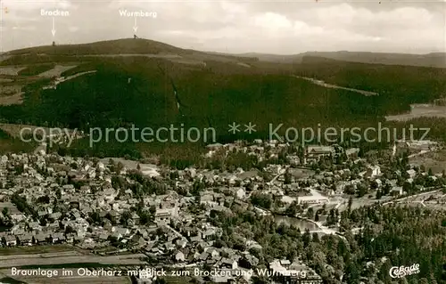 AK / Ansichtskarte Braunlage mit Blick zum Brocken und Wurmberg Braunlage