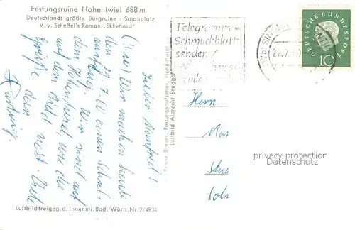 AK / Ansichtskarte Singen_Hohentwiel Festungsruine Hohentwiel Singen Hohentwiel