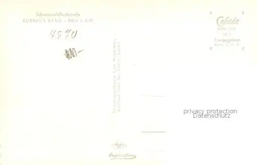AK / Ansichtskarte Sand_Buehl Kurhaus an der Schwarzwaldhochstrasse Sand_Buehl