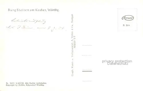 AK / Ansichtskarte Schloss_Stetten_Kocher Burg Stetten Schloss_Stetten_Kocher