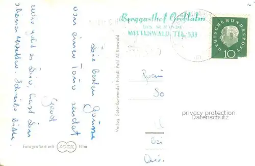 AK / Ansichtskarte Mittenwald_Bayern Berggasthof Groeblalm mit Woerner Schafherde Mittenwald Bayern