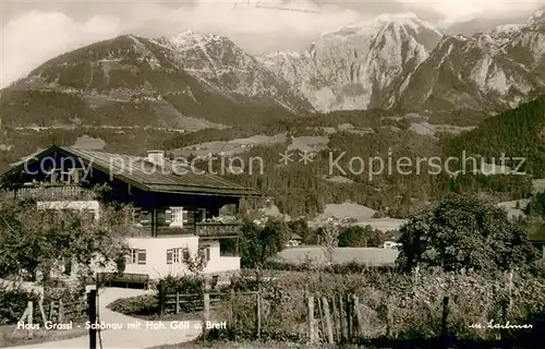 AK / Ansichtskarte Schoenau_Koenigssee Haus Grassl Blick zum Hohen Goell und Brett Schoenau Koenigssee