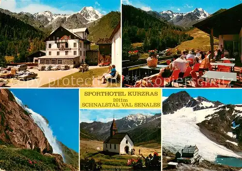 AK / Ansichtskarte Val_Senales_Schnalstal_IT Sporthotel Kurzras Kapelle Terrasse Wasserfall 