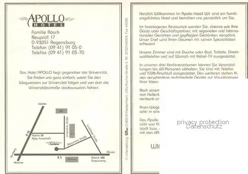 AK / Ansichtskarte Regensburg Apollo Hotel Teilansichten m. Hallenschwimmbad Informationen Regensburg