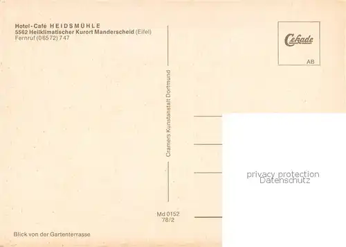 AK / Ansichtskarte Manderscheid_Eifel Hotel Cafe Heidsmuehle Terrasse Manderscheid Eifel