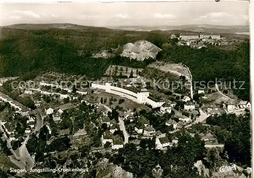 AK / Ansichtskarte Siegen_Westfalen Fliegeraufnahme mit Jungstilling Krankenhaus Siegen_Westfalen