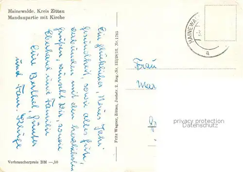 AK / Ansichtskarte Hainewalde Mandaupartie mit Kirche Hainewalde