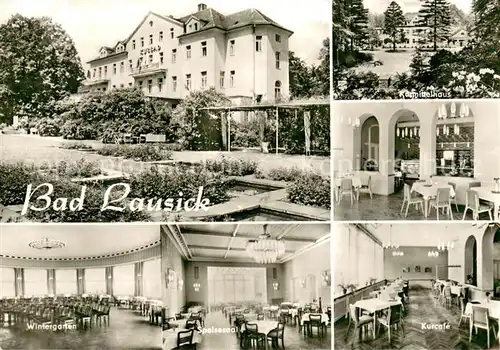 AK / Ansichtskarte Bad_Lausick Kurbad Kurmittelhaus Wintergarten Speisesaal Kurcafe Bad_Lausick