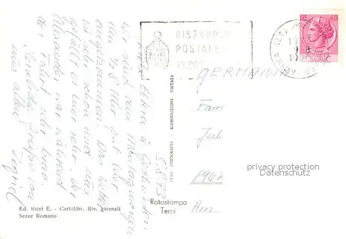 AK / Ansichtskarte Sezze_Latina Panorama Piazza IV November e Via Roma Giardini pubblici Fontana dei Leoni in Piazza IV November Sezze_Latina