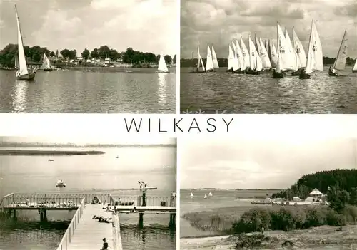 AK / Ansichtskarte Wilkasy_Poland Osrodek wyposzynkowy PTTK Osrodek szkoleniowo wypoczynkowy ZMS Zaglowki na jeziorze Niegocin Jezioro Niegocin 