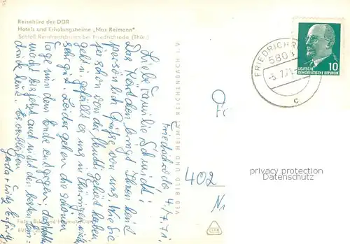 AK / Ansichtskarte Friedrichroda Hotels und Erholungsheime Max Reimann Schloss Reinhardsbrunn Friedrichroda