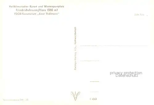 AK / Ansichtskarte Friedrichsbrunn_Harz FDGB Sanatorium Ernst Thaelmann Friedrichsbrunn Harz