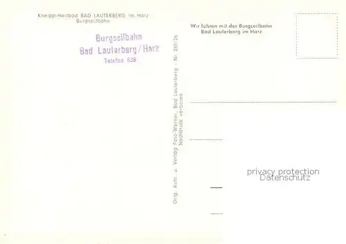 AK / Ansichtskarte Bad_Lauterberg Burgseilbahn Panorama Bad_Lauterberg