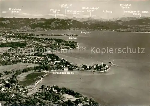 AK / Ansichtskarte Wasserburg_Bodensee Halbinsel mit Blick auf Lindau und Bregenzerwald Alpen Wasserburg Bodensee