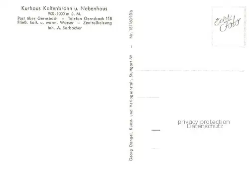 AK / Ansichtskarte Gernsbach Kurhaus Kaltenbronn und Nebenhaus im Schwarzwald Gernsbach