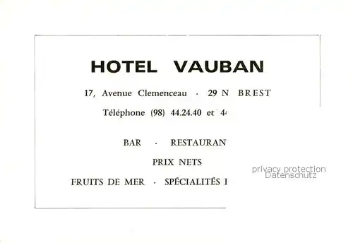 AK / Ansichtskarte Brest_29 Hotel Vauban Restaurant 