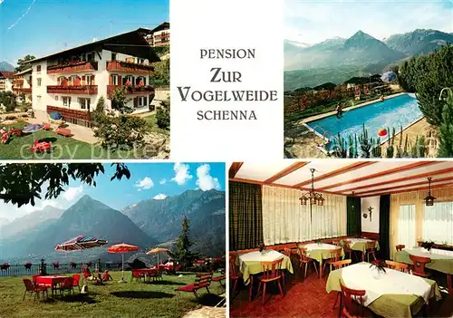 AK / Ansichtskarte Schenna_Meran Pension zur Vogelweide Garten Swimming Pool Alpenblick Schenna Meran