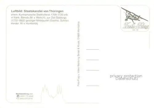 AK / Ansichtskarte Thueringen_Region Fliegeraufnahme Staatskanzlei Thueringen Region