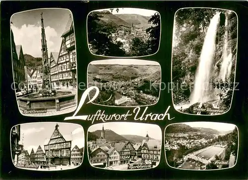 AK / Ansichtskarte Urach_Bad Marktbrunnen Rathaus Uracher Wasserfall Freibad Marktplatz Urach_Bad