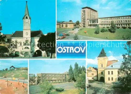 AK / Ansichtskarte Ostrov_nad_Ohry_Karlovy_Vary_Karlsbad_CZ Okres Karlovy Vary   Radnice   Zamek   Hotel Krusnohor 
