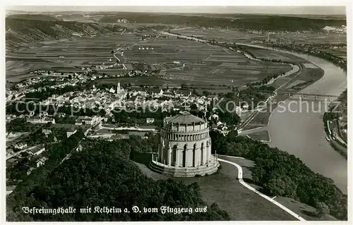 AK / Ansichtskarte Kelheim_Donau Fliegeraufnahme mit Befreiungshalle 