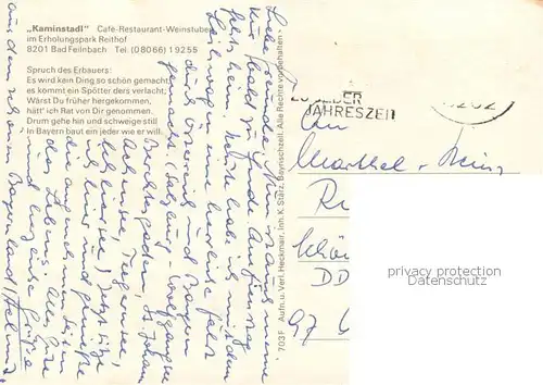 AK / Ansichtskarte Bad_Feilnbach Kaminstadl Cafe Restaurant Gastraeume Kuchentheke Bad_Feilnbach