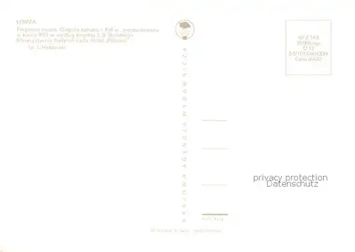 AK / Ansichtskarte Lomza Frament miastaGotyckakatedra przebudowana Klasycystyczny budynek sadu Hotel Polonez Lomza