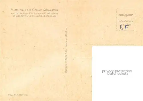 AK / Ansichtskarte Reinbek Mutterhaus der Grauen Schwestern und Krankenhaus St Adolfstift Fliegeraufnahme Reinbek
