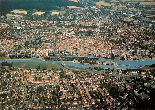 AK / Ansichtskarte Hameln_Weser Fliegeraufnahme mit Hochbruecke Hameln Weser