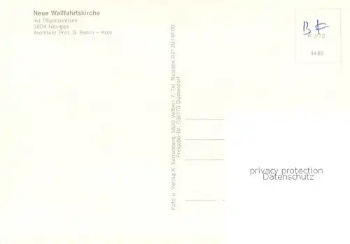 AK / Ansichtskarte Neviges_Velbert Neue Wallfahrtskirche mit Pilgerzentrum Fliegeraufnahme Neviges Velbert