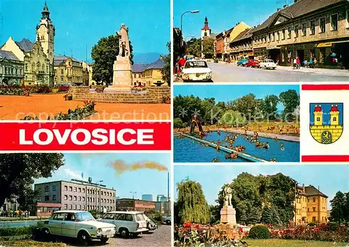 AK / Ansichtskarte Lovosice_CZ Namesti Rude armady Trida kvetna Koupaliste Severochemicke zavody Zamek puvodne 