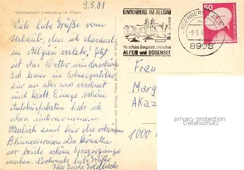 AK / Ansichtskarte Lindenberg_Allgaeu Waldseehotel Lindenberg Allgaeu
