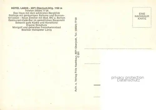 AK / Ansichtskarte Oberjoch Hotel Lang Terrasse Oberjoch