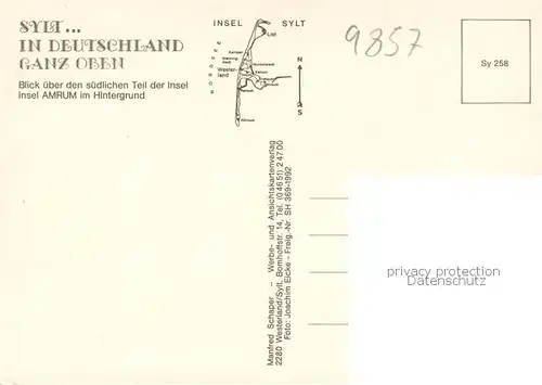 AK / Ansichtskarte Sylt Fliegeraufnahme mit Amrum Sylt